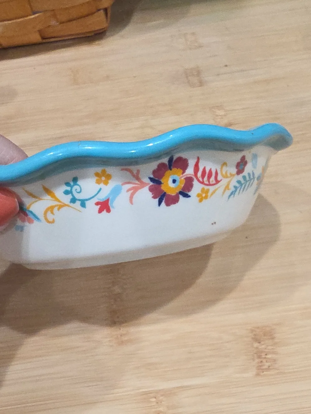 Blue Floral Ceramic Serving Bowl